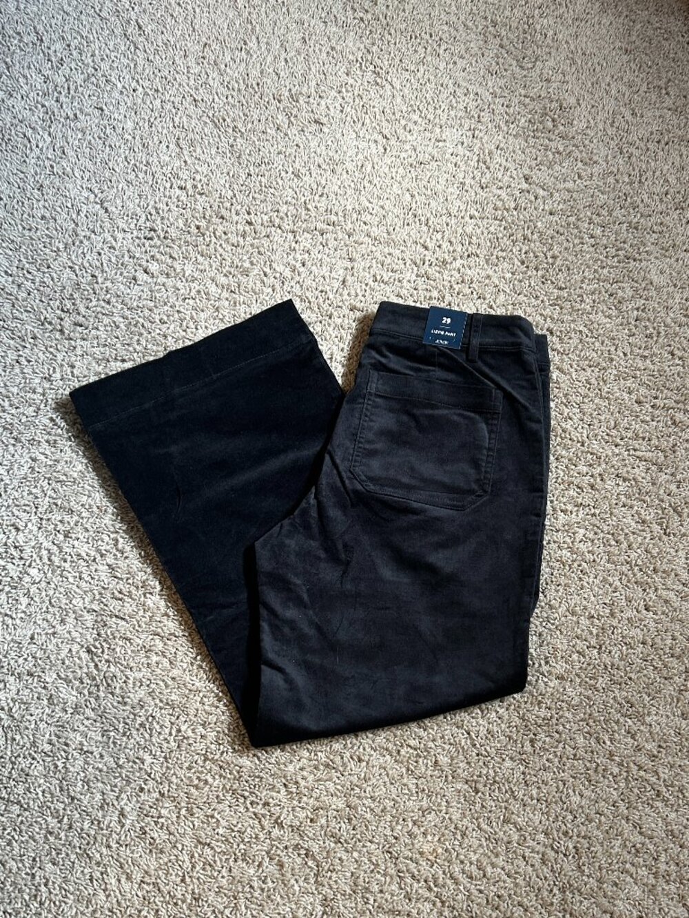 J. Crew Lizzie Black Velveteen Wide Leg Pants NWT SZ 29